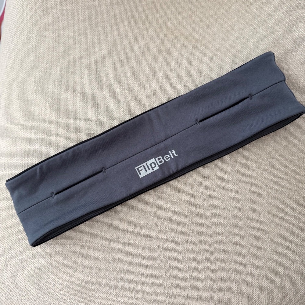 FlipBelt Classic Running Belt Charcoal Gray Reflective Waist Pack Unisex Large